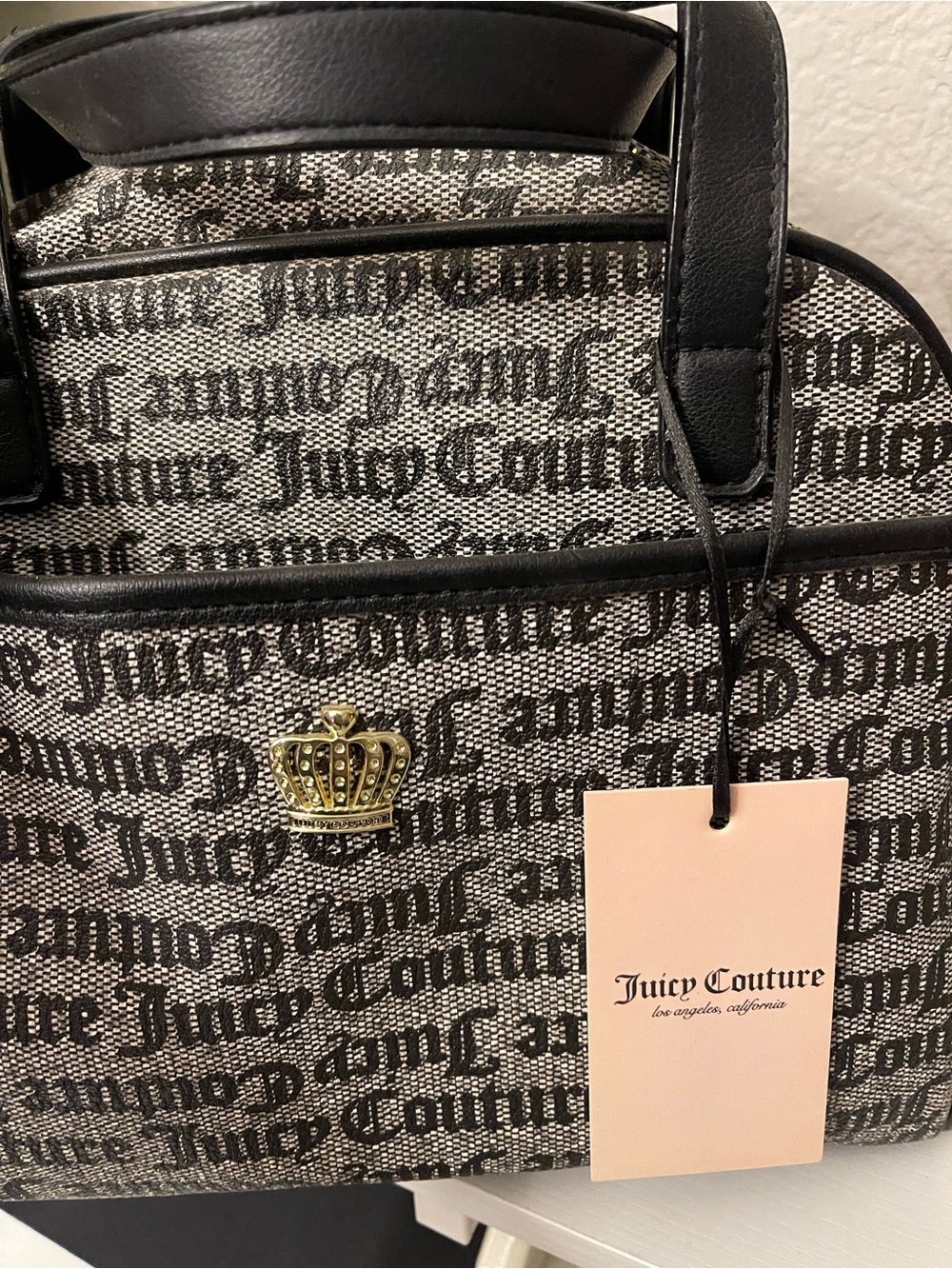 Juicy Couture Logo Print Tote Bag Black & White - Picture 2 of 4